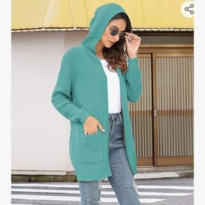 Women's Beecarchil Teal Hooded Cardigan Size Medium